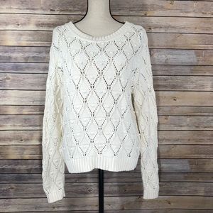 Tommy Hilfiger Open Diamond White Knit Sweater